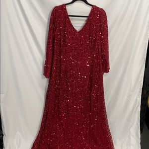 Deep red sequence adrianna papell gown